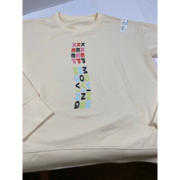 Xersion 3XL off white sweatshirt cotton blend New With Tags Keep Moving Graphics - Picture 7 of 12